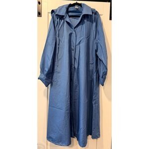 Vintage Aqua Sheen Blue Nylon Raincoat Ladies Size Large